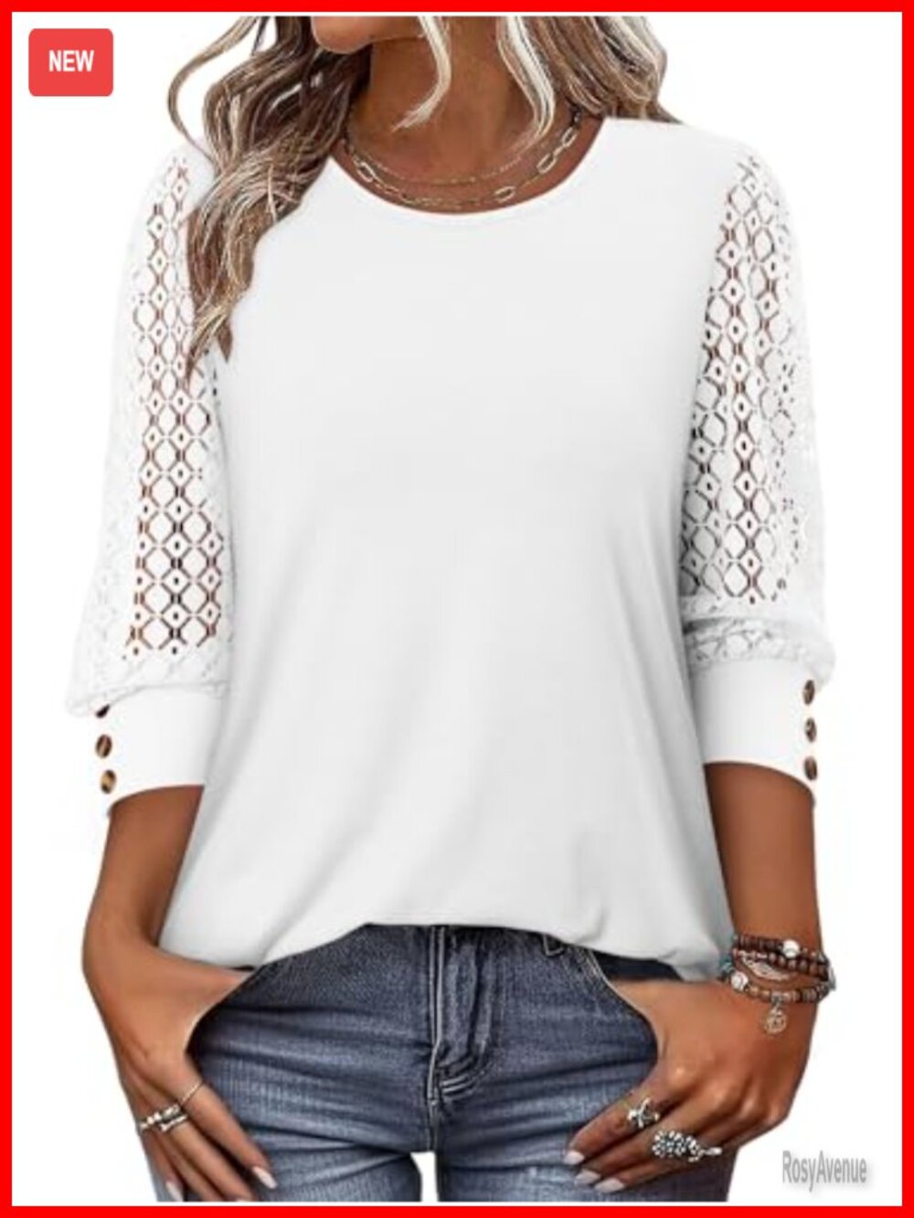 Women's 3/4 Sleeve Tunic Top Dressy Casual Crew Neck Blouse